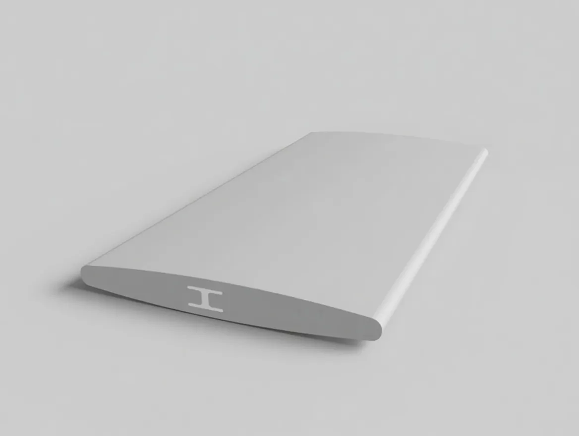 Cross-section of a polymer shutter louver with its internal aluminum reinforcement visible at the end