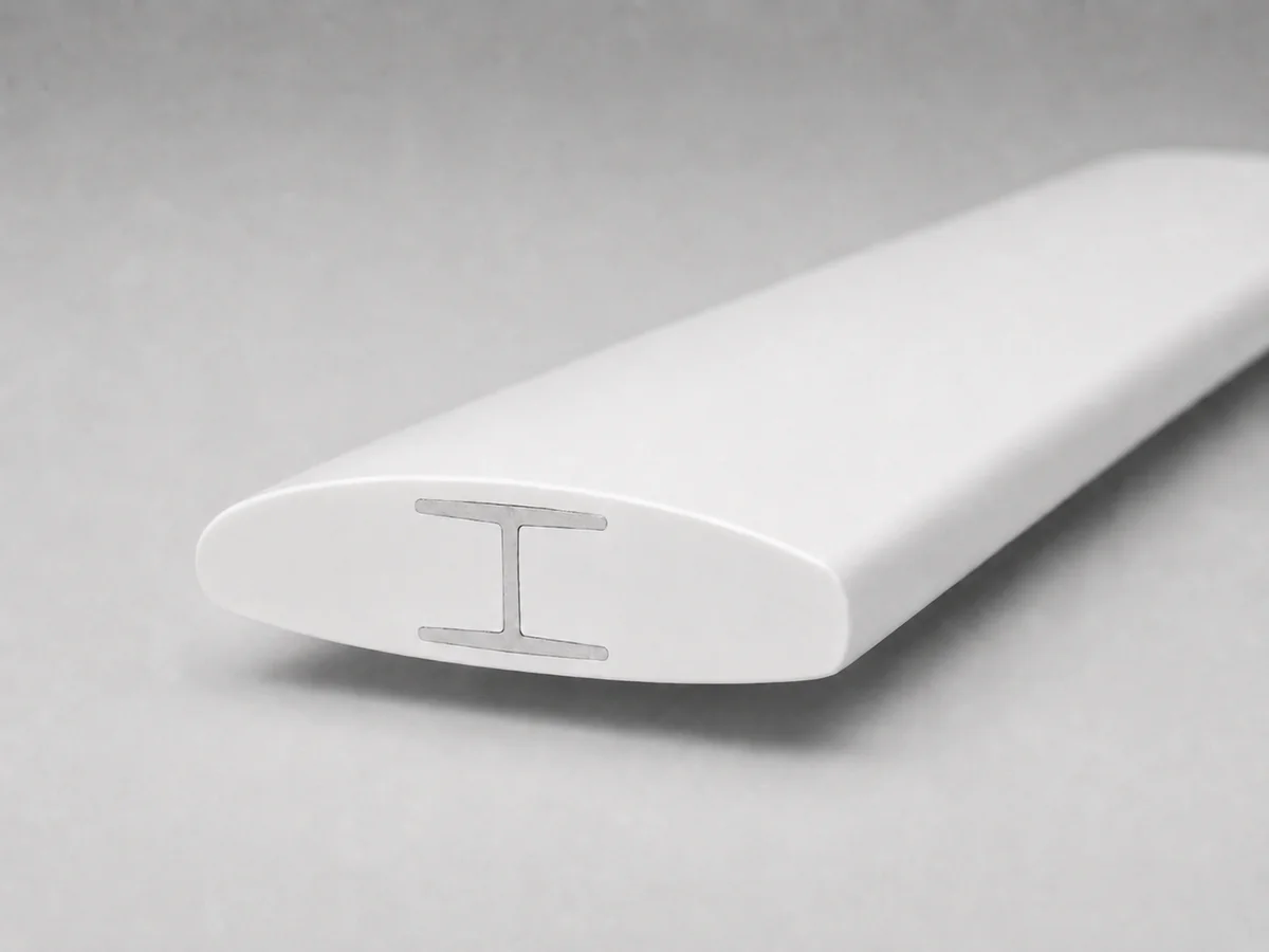Cross-section of a Sanctuary composite louver showing its aluminum core