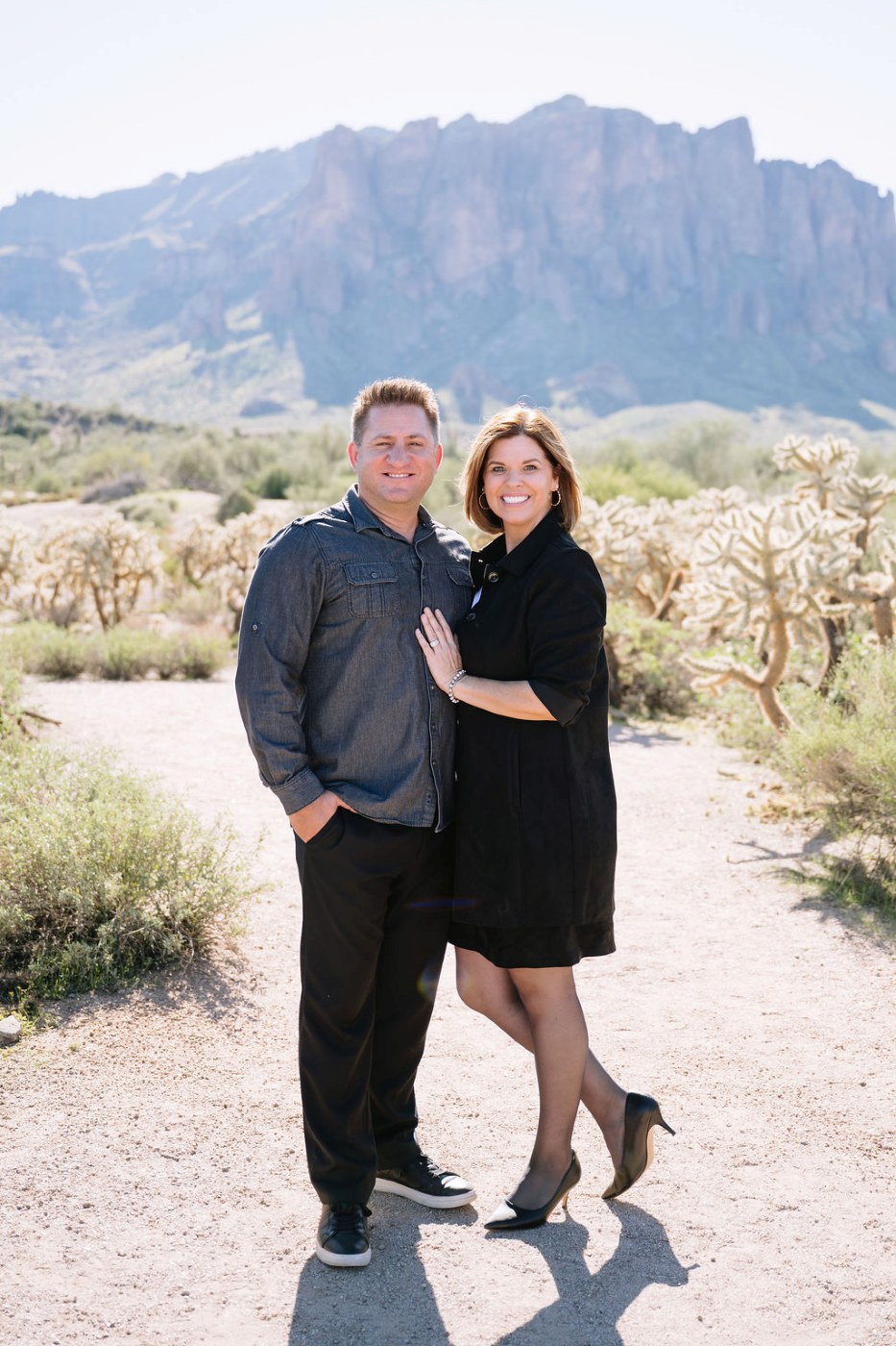 James and Jamie, owners of Southwest Blinds & Shutters, in the Arizona desert