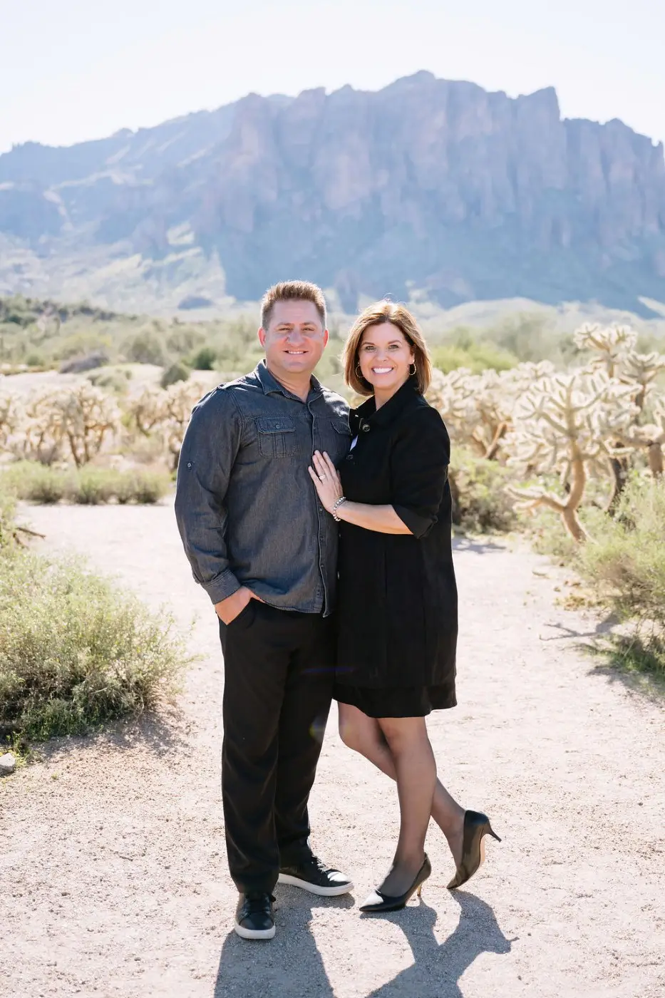 James and Jamie, owners of Southwest Blinds & Shutters, in the Arizona desert
